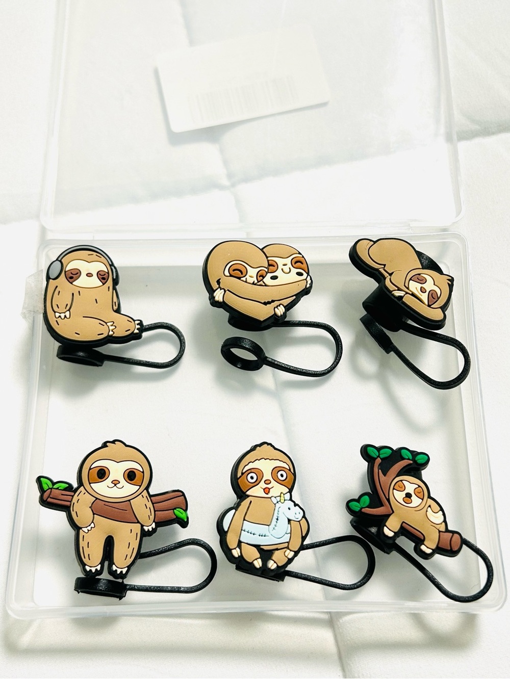 6 Sloth Straw Covers 10mm Silicone Straw Toppers Compatible with Stanley Tumbler